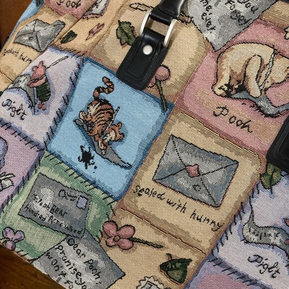 Disney Winnie the Pooh Tapestry Duffel Bag XXL Vtg Weekender Carry-on Travel Bag - Picture 2 of 11